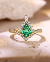 TESSERA Unique Emerald Kite Shape Engagement Ring